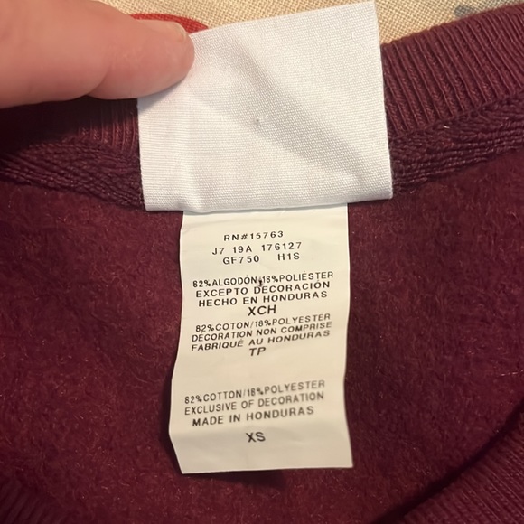 Vtg 80s CHAMPION REVERSE WEAVE Size XS  Red Wine Ribbed Collar Sleeve Logo NEW - Picture 10 of 16